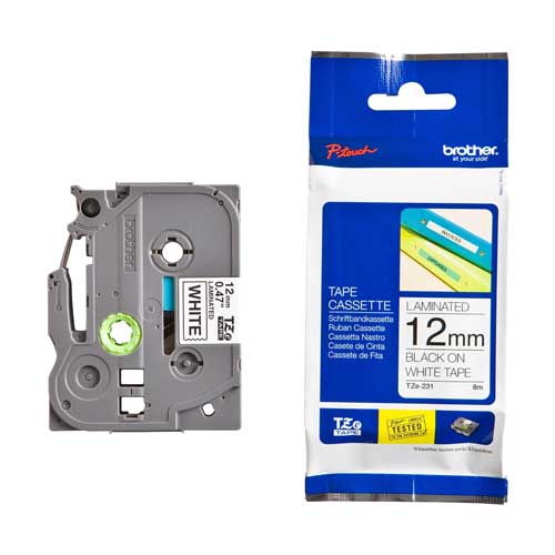 Brother TZE-231 ( 12mm X 8M) Black on White Tape Cartridge Price in Bangladesh