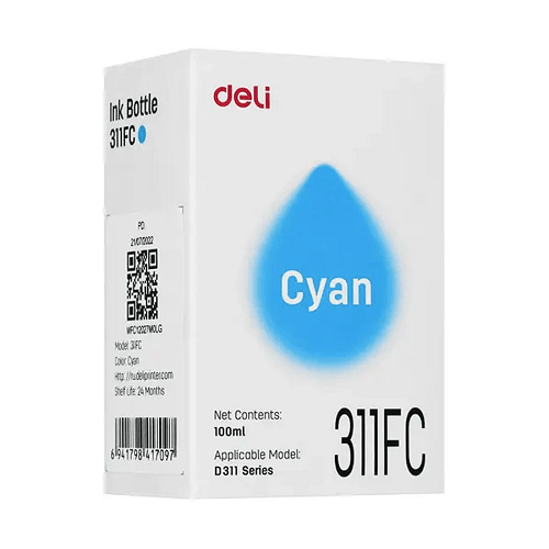 Deli 311FC 100 ml Cyan Ink Bottle for D311NW Printer in Bangladesh