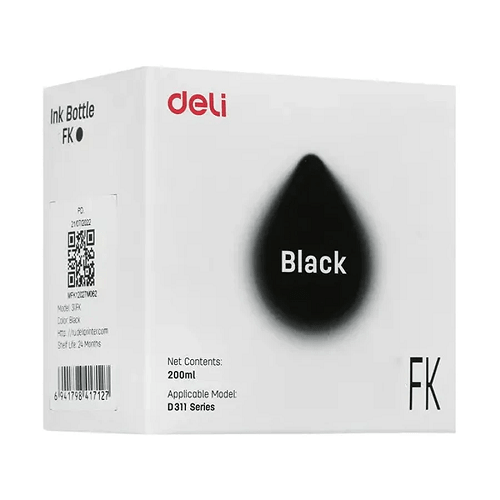 Deli 322FK 200 ml Black Ink Bottle for D311NW Printer in Bangladesh