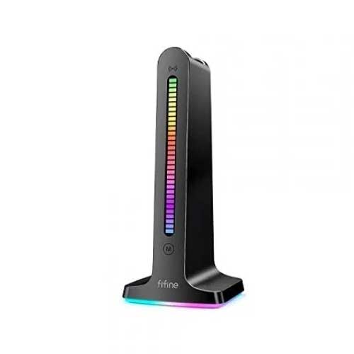 FIFINE Ampligame S3 RGB Headphone Stand with Built-in Power Strip & USB Holder