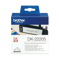 Brother DK-22205 (62mm x 30.4m) Black on White Label Roll